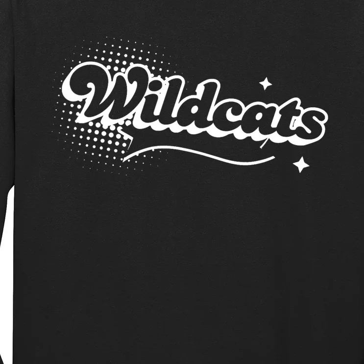 Retro Wildcats Mascot Back To School Spirit Sport Fans Game Long Sleeve Shirt