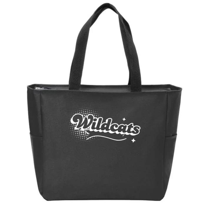 Retro Wildcats Mascot Back To School Spirit Sport Fans Game Zip Tote Bag