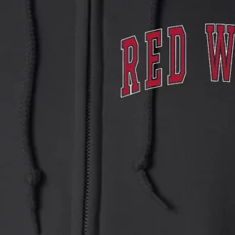 Red Wing Minnesota Souvenir College Style Red Text Full Zip Hoodie