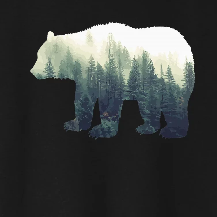 Reflection Wildlife Nature Animal Bear Outdoor Forest Women's Crop Top Tee