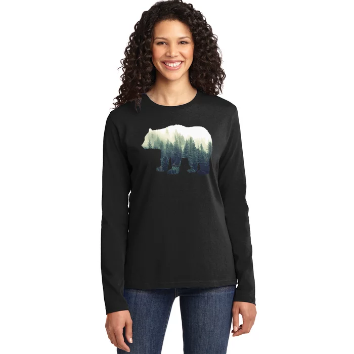 Reflection Wildlife Nature Animal Bear Outdoor Forest Ladies Long Sleeve Shirt