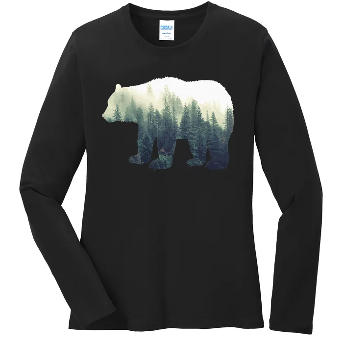 Reflection Wildlife Nature Animal Bear Outdoor Forest Ladies Long Sleeve Shirt