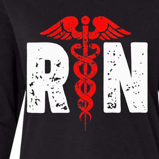 RN With Nurse Logo RN Registered Nurse Womens Cotton Relaxed Long Sleeve T-Shirt