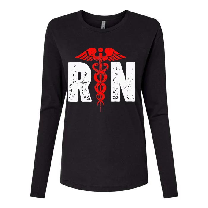 RN With Nurse Logo RN Registered Nurse Womens Cotton Relaxed Long Sleeve T-Shirt