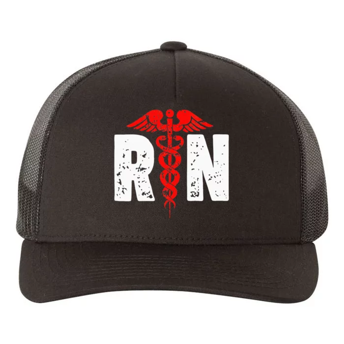 RN With Nurse Logo RN Registered Nurse Yupoong Adult 5-Panel Trucker Hat