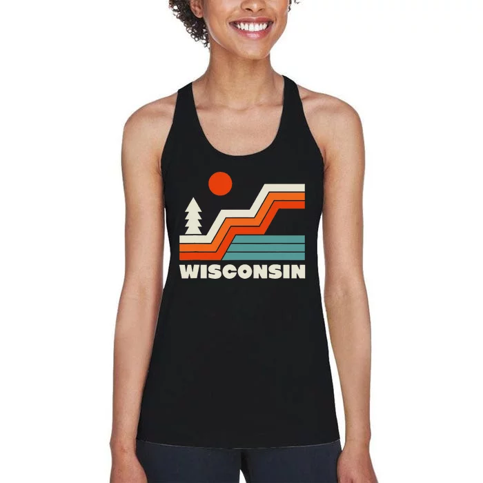 Retro Wisconsin Outdoors Nature Women's Racerback Tank