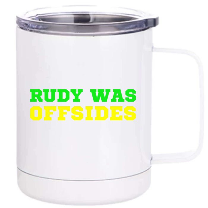 Rudy Was Offsides Red South California Funny Rivalry Fan Front & Back 12oz Stainless Steel Tumbler Cup