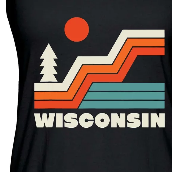 Retro Wisconsin Outdoors Nature Ladies Essential Flowy Tank