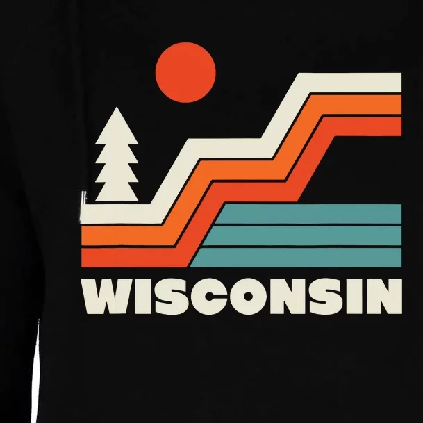 Retro Wisconsin Outdoors Nature Womens Funnel Neck Pullover Hood