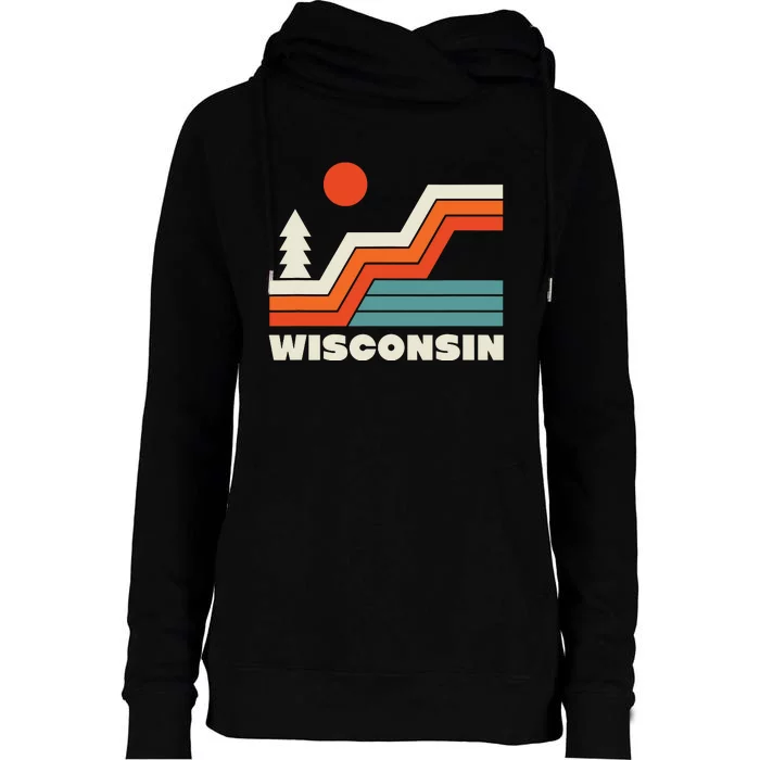 Retro Wisconsin Outdoors Nature Womens Funnel Neck Pullover Hood