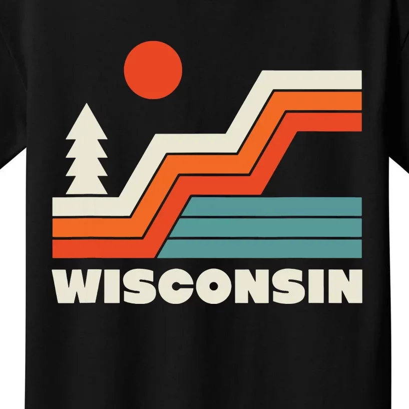 Retro Wisconsin Outdoors Nature Kids T-Shirt