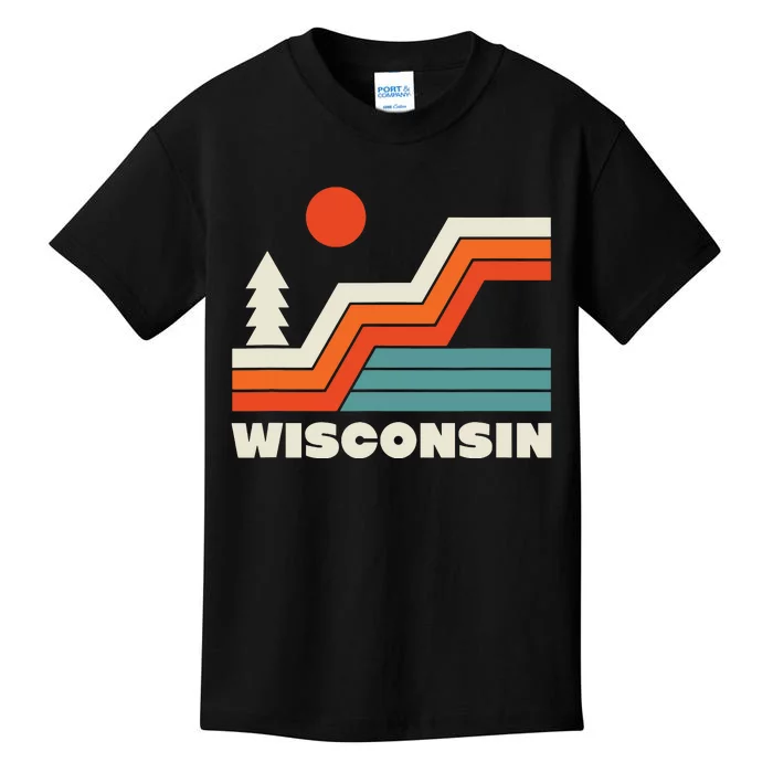 Retro Wisconsin Outdoors Nature Kids T-Shirt