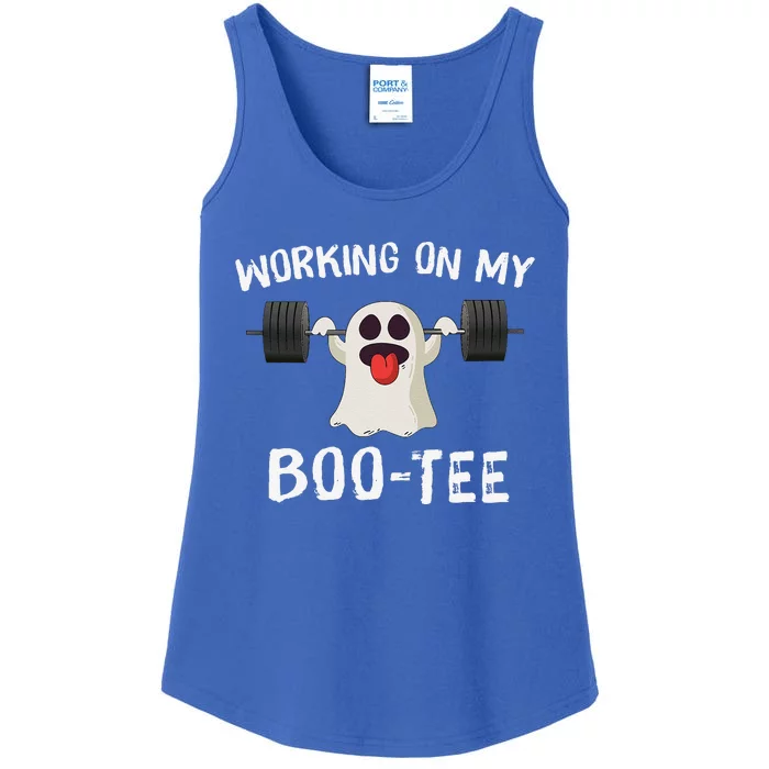 Retro Working On My Booty Cute Funny Boujee Ghost Halloween Ladies Essential Tank