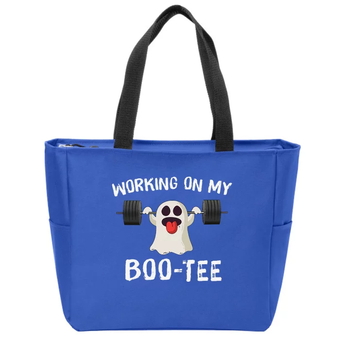 Retro Working On My Booty Cute Funny Boujee Ghost Halloween Zip Tote Bag