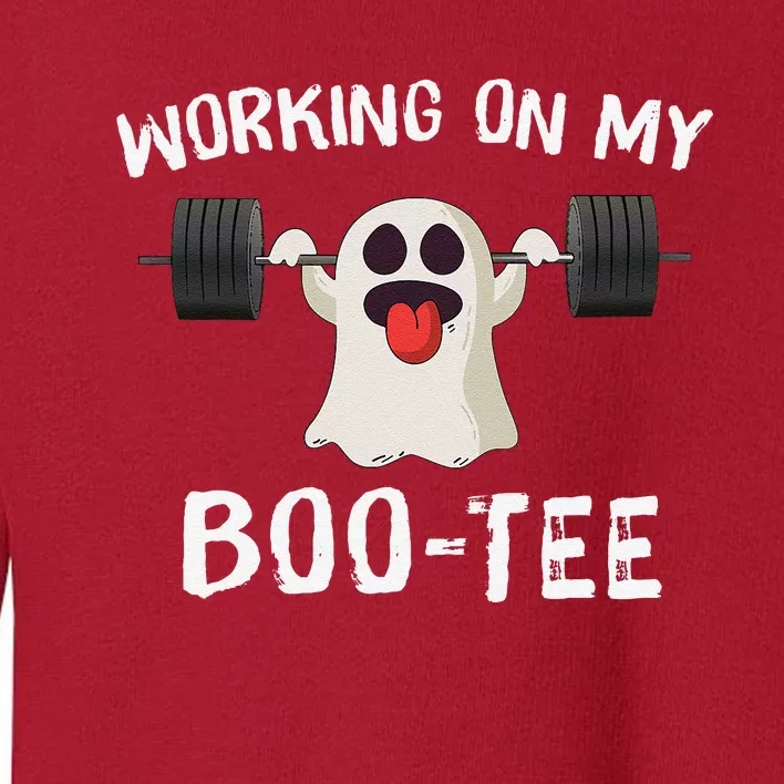 Retro Working On My Booty Cute Funny Boujee Ghost Halloween Toddler Sweatshirt