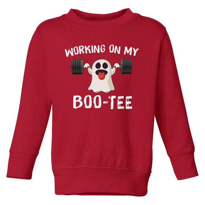 Retro Working On My Booty Cute Funny Boujee Ghost Halloween Toddler Sweatshirt