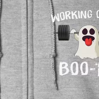 Retro Working On My Booty Cute Funny Boujee Ghost Halloween Full Zip Hoodie