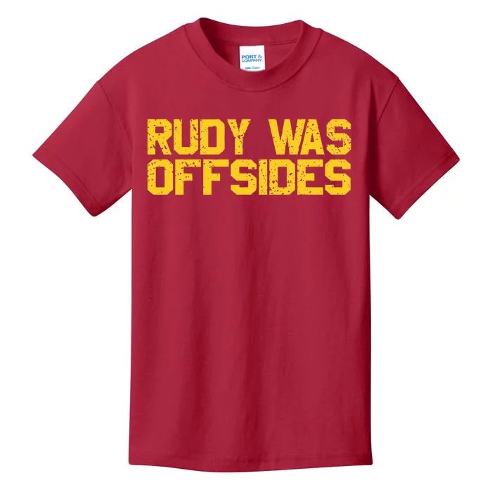 Rudy Was Offsides Red South California Funny Rivalry Fan Kids T-Shirt