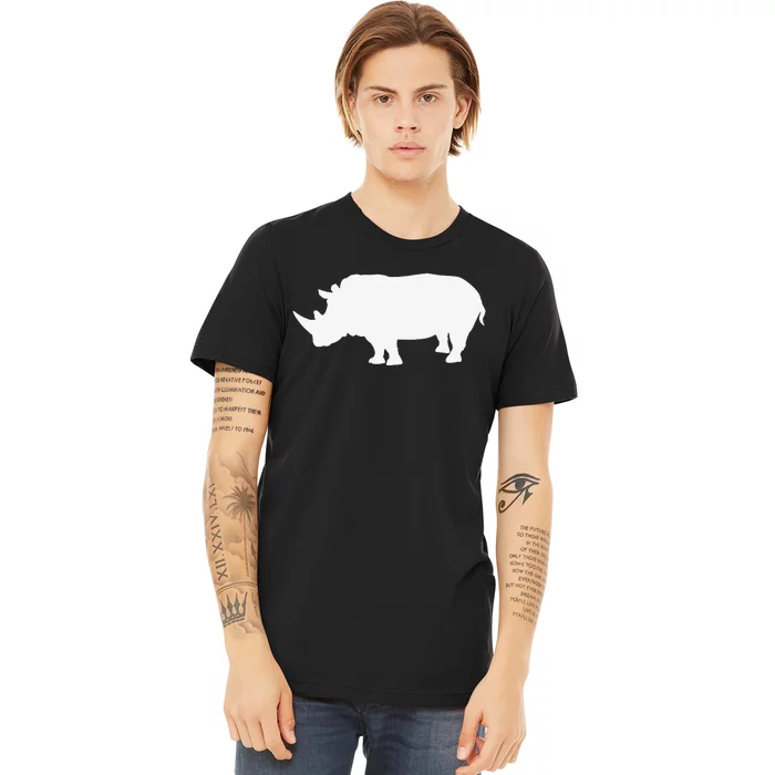 Rhino White Print Long Sleeve Rhino Premium T-Shirt