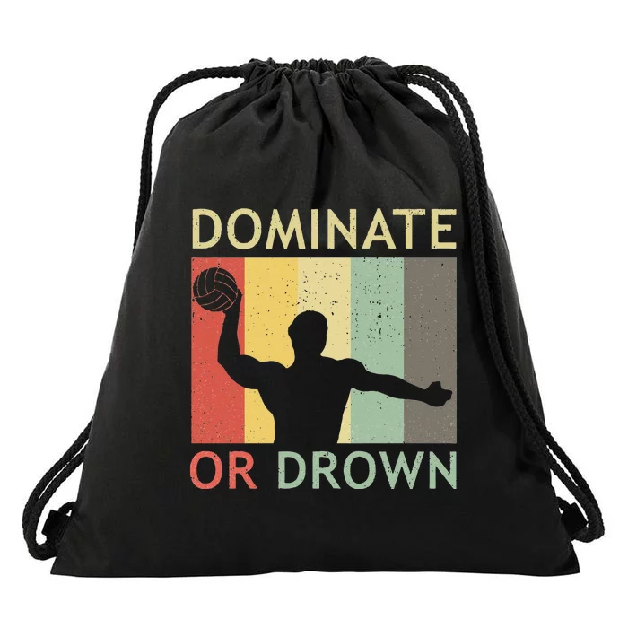 Retro Water Polo Player Vintage Water Polo Drawstring Bag