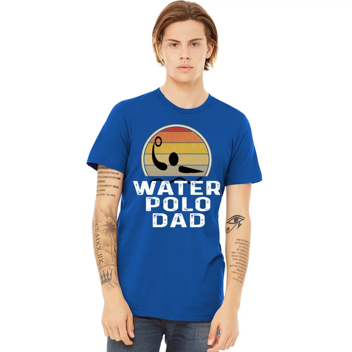 Retro Water Polo Dad Father Swimmer Swimming Sunset Cute Gift Premium T-Shirt