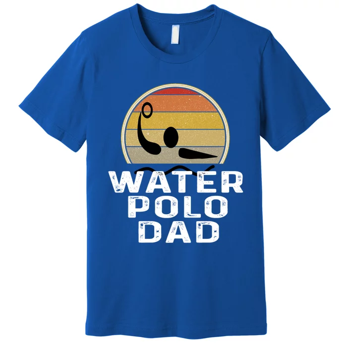 Retro Water Polo Dad Father Swimmer Swimming Sunset Cute Gift Premium T-Shirt