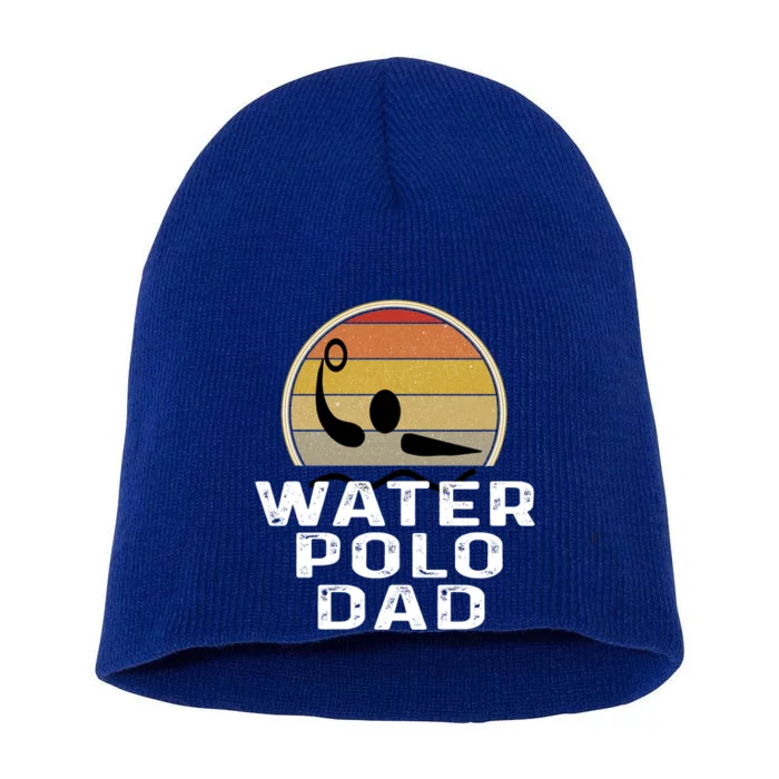 Retro Water Polo Dad Father Swimmer Swimming Sunset Cute Gift Short Acrylic Beanie