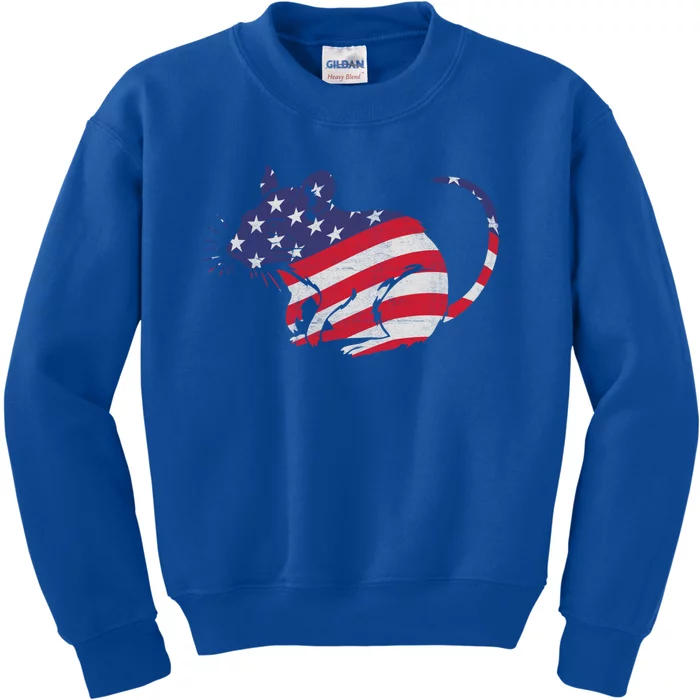 Rat With Pride American Flag 4th Of July Patriotic Great Gift Kids Sweatshirt