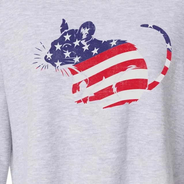 Rat With Pride American Flag 4th Of July Patriotic Great Gift Cropped Pullover Crew