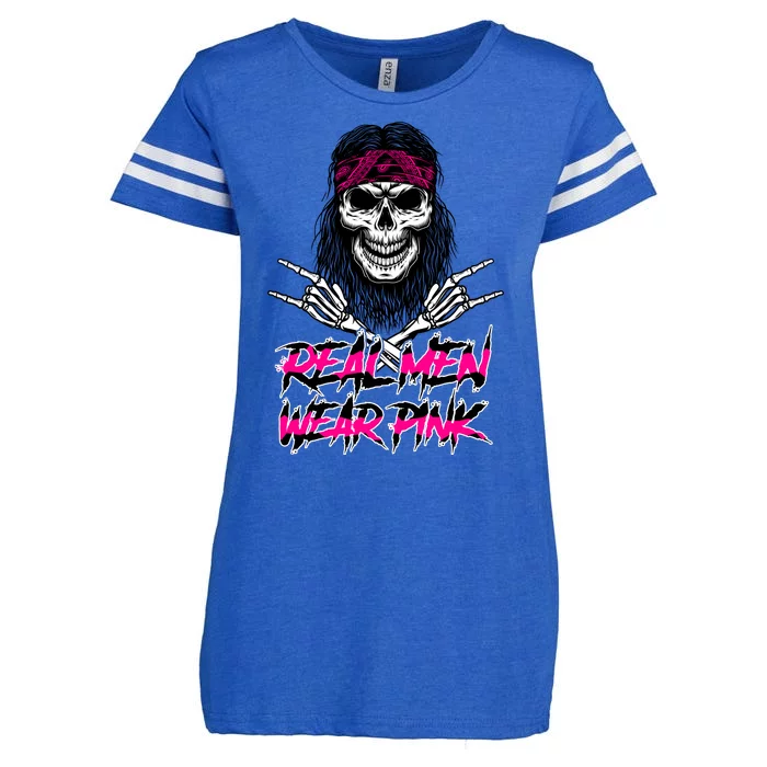 Real Men Wear Pink Breast Cancer Awareness Skull Enza Ladies Jersey Football T-Shirt