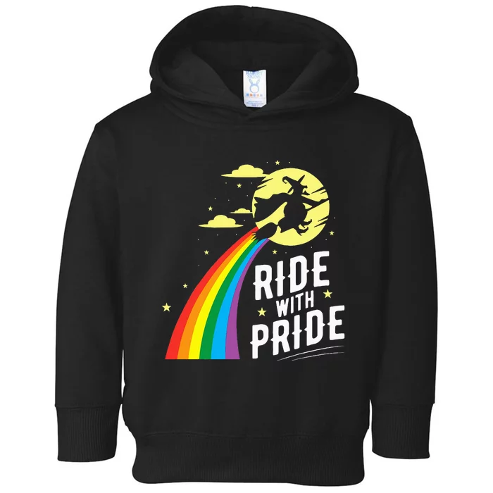 Ride With Pride Lgbt Gay Lesbian Witch Halloween Toddler Hoodie