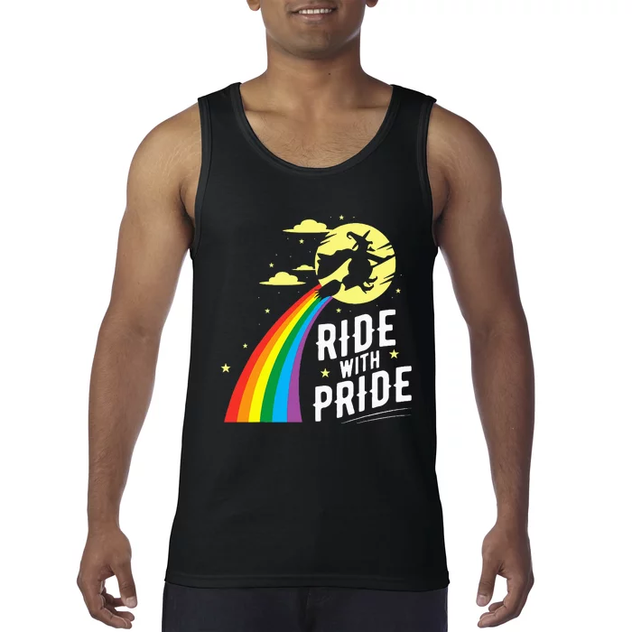 Ride With Pride Lgbt Gay Lesbian Witch Halloween Tank Top