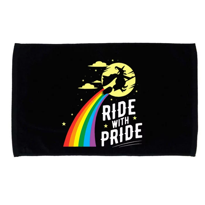 Ride With Pride Lgbt Gay Lesbian Witch Halloween Microfiber Hand Towel