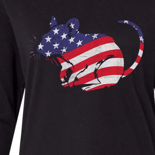 Rat With Pride American Flag 4th Of July Patriotic Gift Womens Cotton Relaxed Long Sleeve T-Shirt