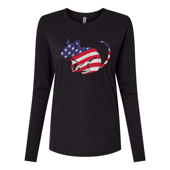 Rat With Pride American Flag 4th Of July Patriotic Gift Womens Cotton Relaxed Long Sleeve T-Shirt