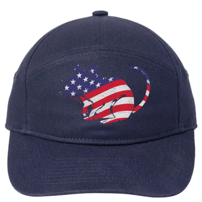 Rat With Pride American Flag 4th Of July Patriotic Gift 7-Panel Snapback Hat