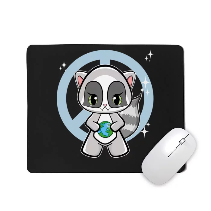 Racoon With Planet For Earth Day Mousepad