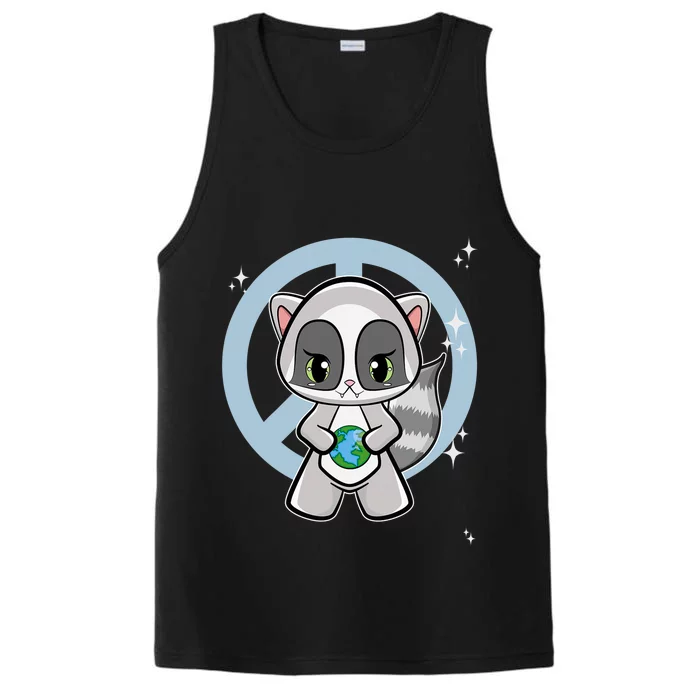 Racoon With Planet For Earth Day Performance Tank