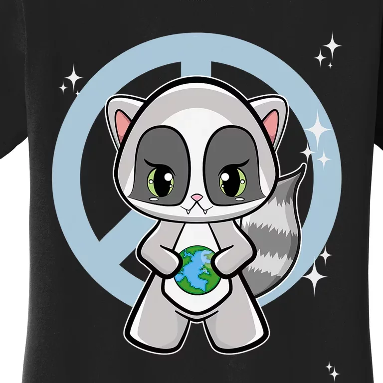 Racoon With Planet For Earth Day Women's T-Shirt