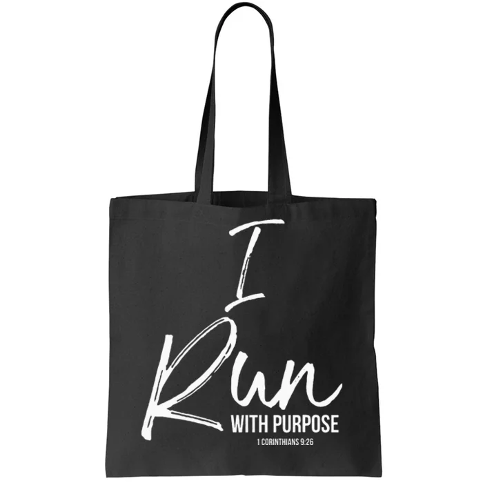 Run With Purpose 1 Corinthians 9:26 Christian Running Tote Bag