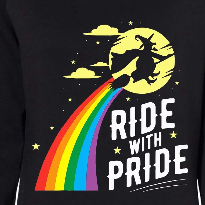 Ride With Pride LGBT Gay Lesbian Witch Halloween Womens California Wash Sweatshirt