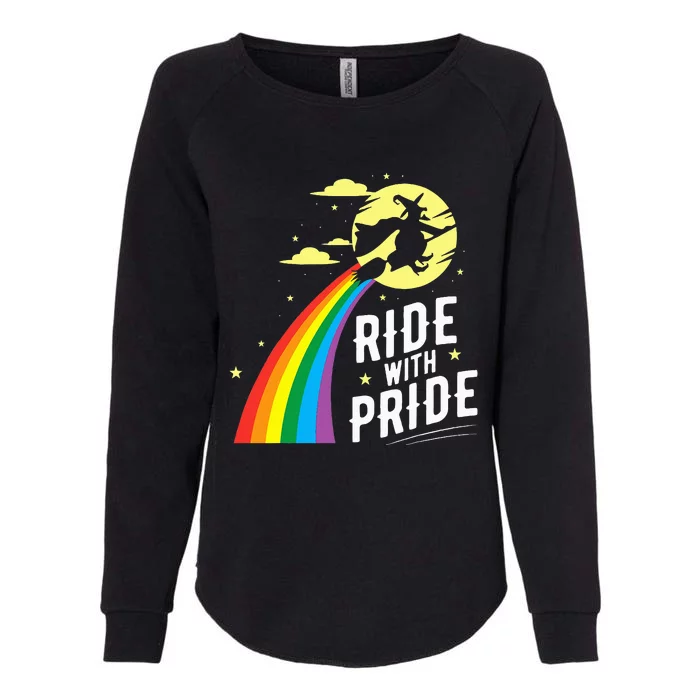 Ride With Pride LGBT Gay Lesbian Witch Halloween Womens California Wash Sweatshirt