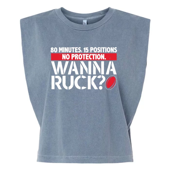 Rugby Wanna Ruck Best Funny Rugby Player Garment-Dyed Women's Muscle Tee