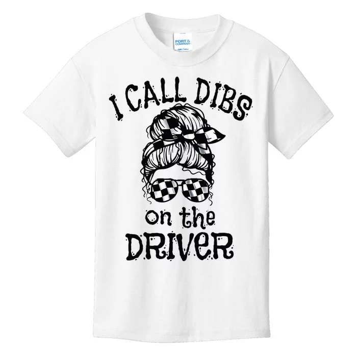 Race Wife Racing Stock Car Dirt Track Racing Dibs On Driver Kids T-Shirt