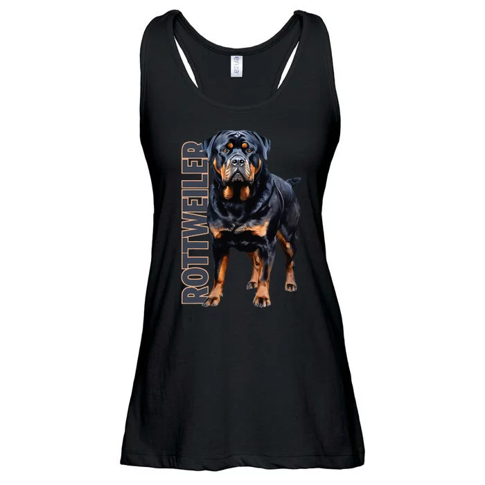 Rottweiler Watercolor Ladies Essential Flowy Tank