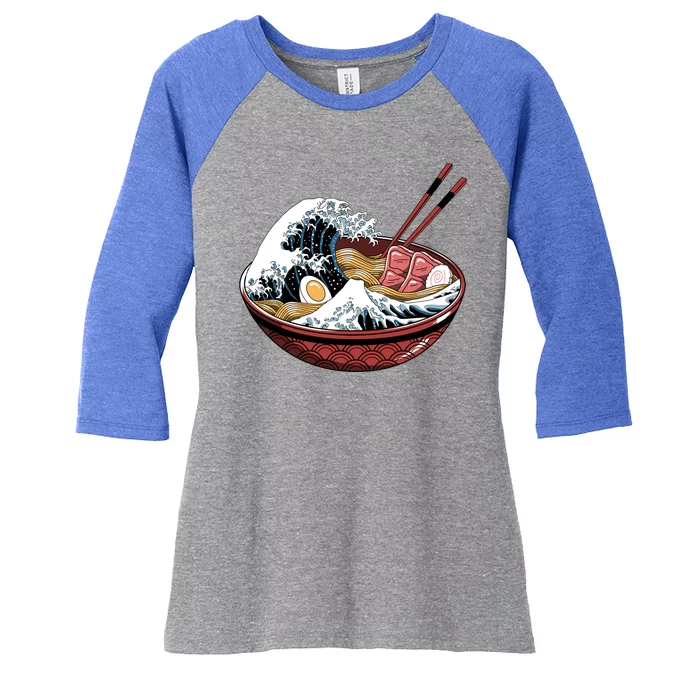 Ramen Waves Women's Tri-Blend 3/4-Sleeve Raglan Shirt