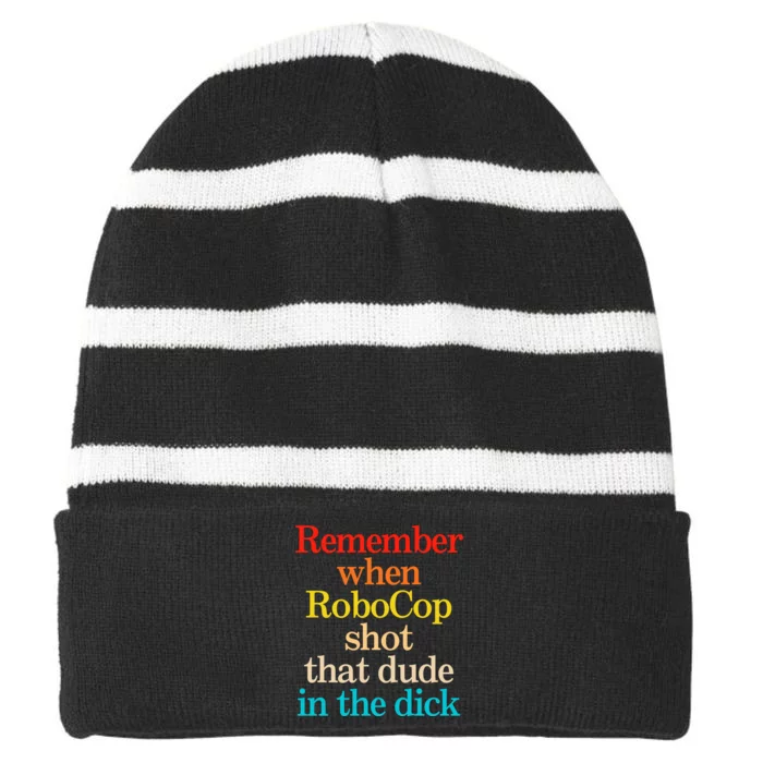 Remember When Robocop Funny Striped Beanie with Solid Band