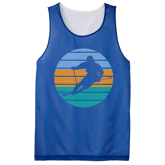 Retro Winter Sport Ice Skiing Skier Snow Shredding Slopes Cute Gift Mesh Reversible Basketball Jersey Tank