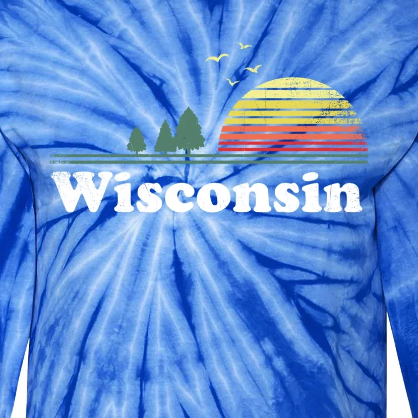 Retro Wisconsin State Park Wi Home Design Funny Gift Tie-Dye Long Sleeve Shirt