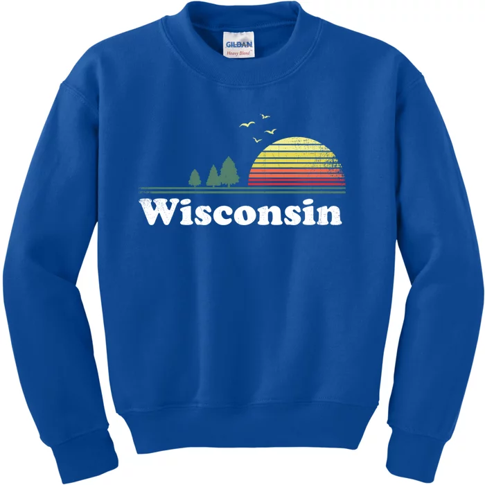 Retro Wisconsin State Park Wi Home Design Funny Gift Kids Sweatshirt